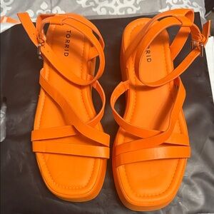 Torrid Bright Orange Strappy Sandals